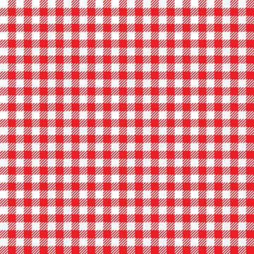 Tablecloth for classic red checkered kitchen or picnic table,seamless,pattern.Vector illustrator.
