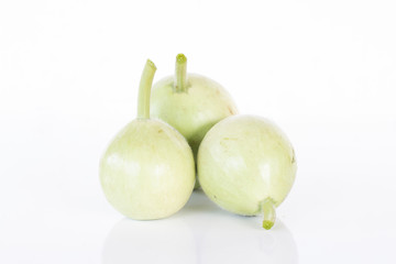 Close up of calabash or squash gourd isolated on white background