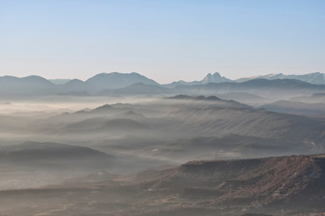 Fototapeta premium Pedraforca mountain and fog