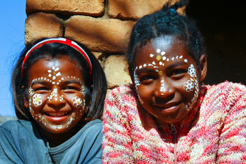 Girl with traditionally painted face, Madagascar
