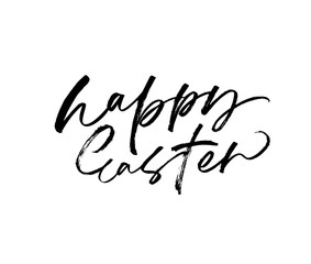 Happy Easter black vector calligraphy. Modern brush lettering.