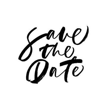 Save the date phrase. Hand drawn wedding vector calligraphy.