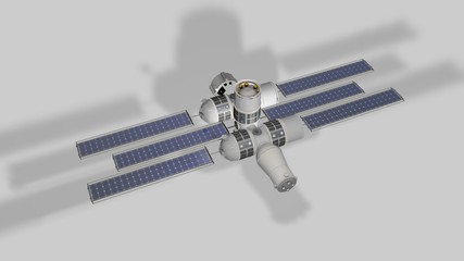 Modello 3D della futura stazione spaziale Aurora. Orion Span su fondo neutro © robynt