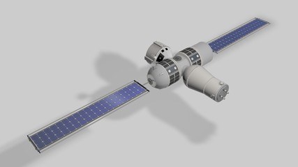 Modello 3D della futura stazione spaziale Aurora. Orion Span su fondo neutro