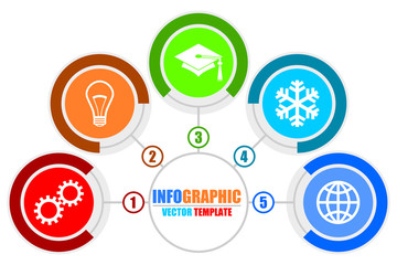 Infographic vector template for business and education presentation, diagram, workflow concept with 5 options