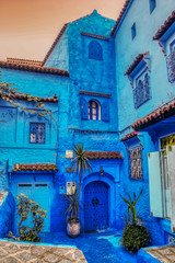 Nice corner of the medina of Chefchaouen, a beautiful town in the north of Morocco, which many call the blue town, because of the color of the facades of their houses.