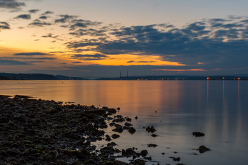 Naklejka premium Magnificent sea sunset near Varna city.