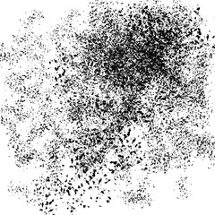 Isolated artistic ink paint splatter textures and decorative elements on white paper background. Chaotic isentegration effect.