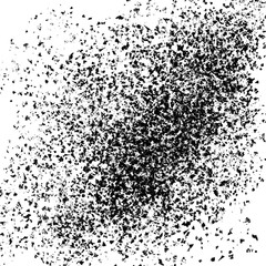 Isolated artistic ink paint splatter textures and decorative elements on white paper background. Chaotic isentegration effect.