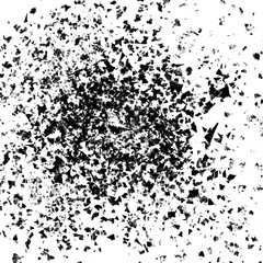 Isolated artistic ink paint splatter textures and decorative elements on white paper background. Chaotic isentegration effect.