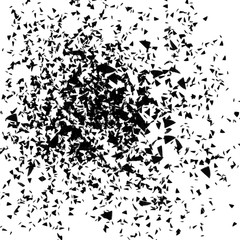 Isolated artistic ink paint splatter textures and decorative elements on white paper background. Chaotic isentegration effect.