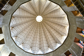Penetrating sun rays through the rotunda of the dome of the Church of the Holy Sepulcher in...
