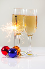 New year composition with champagne and space for text