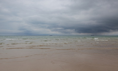 On the beach in Skagen after heavy rain, Denmark.