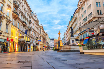 Graben vide, rue commerçante de Vienne, Autriche, vue du matin