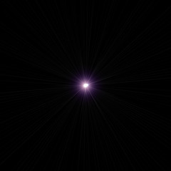 Isolated realistic lens flare visual effect on black night background. Space star. 