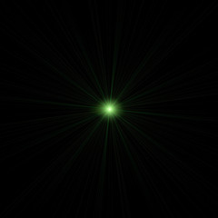 Isolated realistic lens flare visual effect on black night background. Space star. 