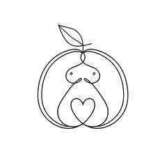 Apple Women Body Type Figure Sketch. Linear drawing of a female figure in an Apple.
