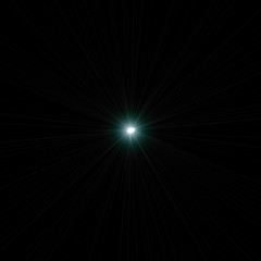 Isolated realistic lens flare visual effect on black night background. Space star. 