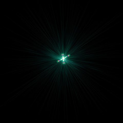 Obraz premium Isolated realistic lens flare visual effect on black night background. Space star. 