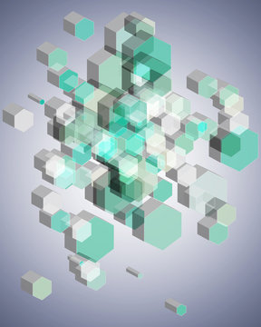 3D Hexagon Background, Geometric and Honeycomb shape