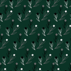 Branches and leaves with dots of gray colors with black and white