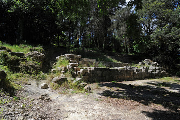 Ruines du temple d'H&eacute;ra sur la presqu'&icirc;le de Kanoni &agrave; Corfou