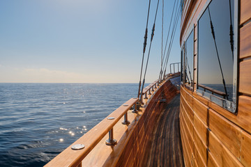 Wooden sailboat in the Red sea on a sunny day.