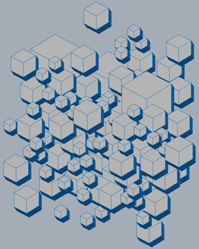 3D Futuristic Cubes, Geometric Shape