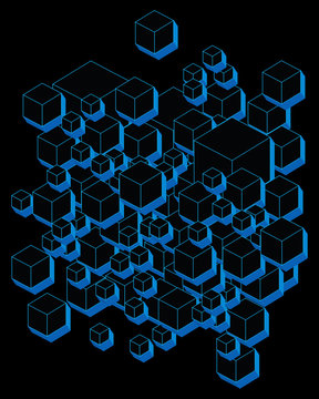 3D Futuristic Cubes, Geometric Shape
