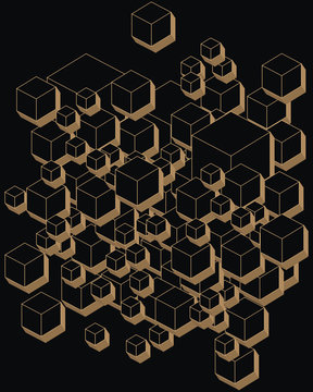 3D Futuristic Cubes, Geometric Shape