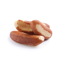 Delicious Brazil nuts on white background. Healthy snack