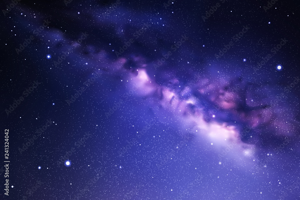 Sticker space background with night starry sky and milky way. dark blue nebula