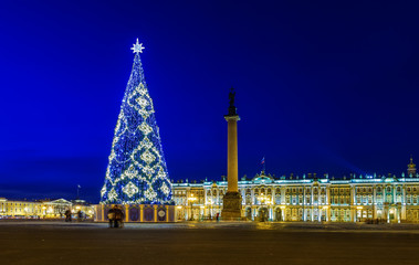 Christmas in St. Petersburg, Christmas tree on square Merry Christmas