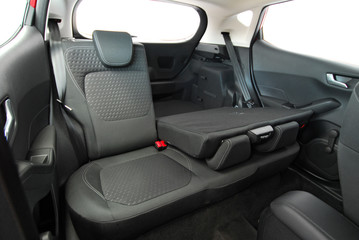 folded rear seat of the car