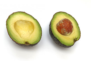 Ripe avocado cut in half