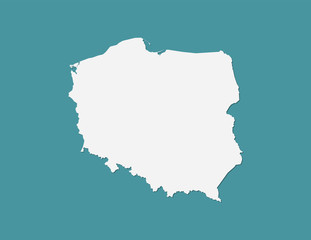 Blue color Poland map vector with single border line on dark background illustration
