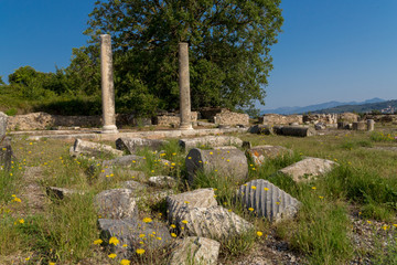 ancient Nikopolis in preveza greece paleochristian church in the castle of Nikolopils culumns mosaics