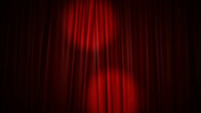 High-resolution 3D animation of the red velvet theatre curtains opening and closing (alpha channel included)