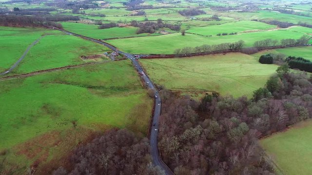 Aerial footage over the tree covered Finnich Glen. In the glen is a circular rock known as the Devil&rsquo;s Pulpit and it is a film location for the hit television series Outlander.