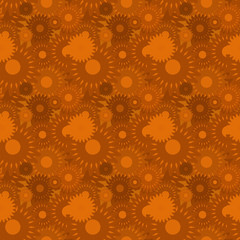 Seamless background pattern with a variety of colored floral motifs.