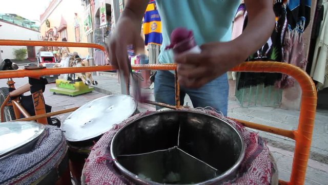Authentic and traditional mexican shave ice in Bernal, Queretaro, Mexico