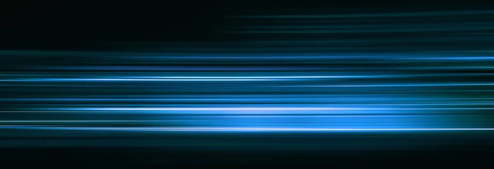 Foto auf Acrylglas Abstrakte blaue Lichtspuren im Dunkeln, Bewegungsunschärfeeffekt © Roberto Sorin