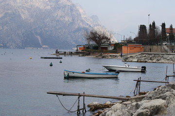 Italy, Veneto, Garda lake, boats in the port