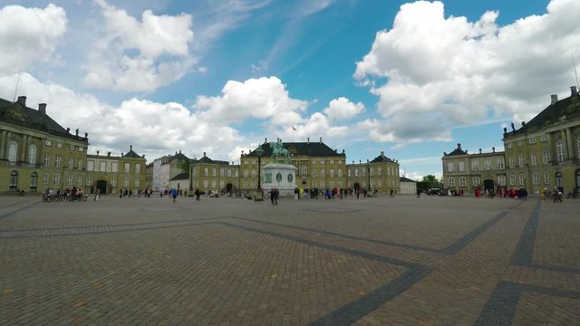 Amalienborg. Residence of the Kingdom of Denmark. Copenhagen. Denmark. 4K.