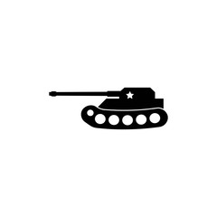 Military tank sign or fire warfare artillery vector icon