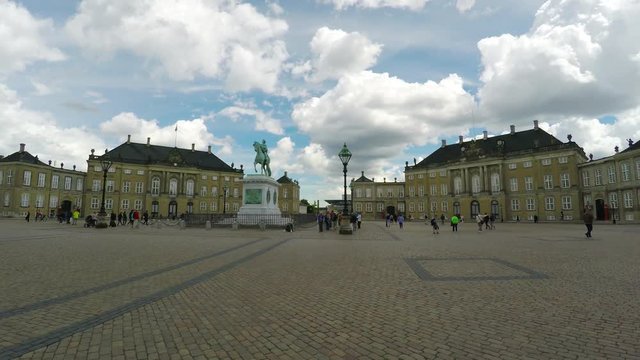Amalienborg. Residence of the Kingdom of Denmark. Copenhagen. Denmark. 4K.