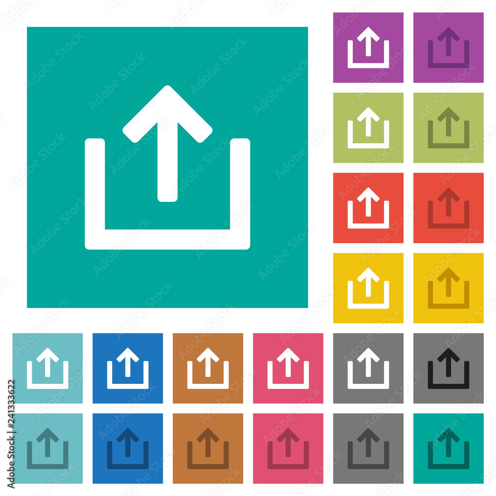 Poster export item square flat multi colored icons