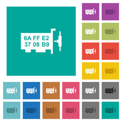 Network mac address square flat multi colored icons