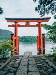 a huge red torii in Japan